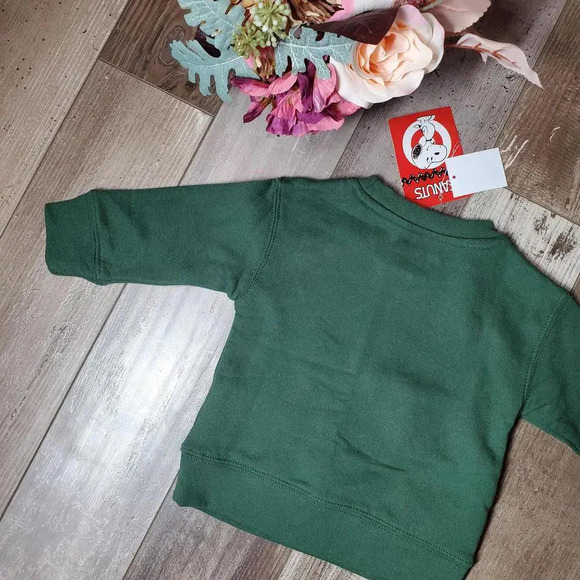 NWT Peanuts Snoopy Christmas Pullover Crewneck Sweatshirt Size 12m Green - Picture 14 of 16